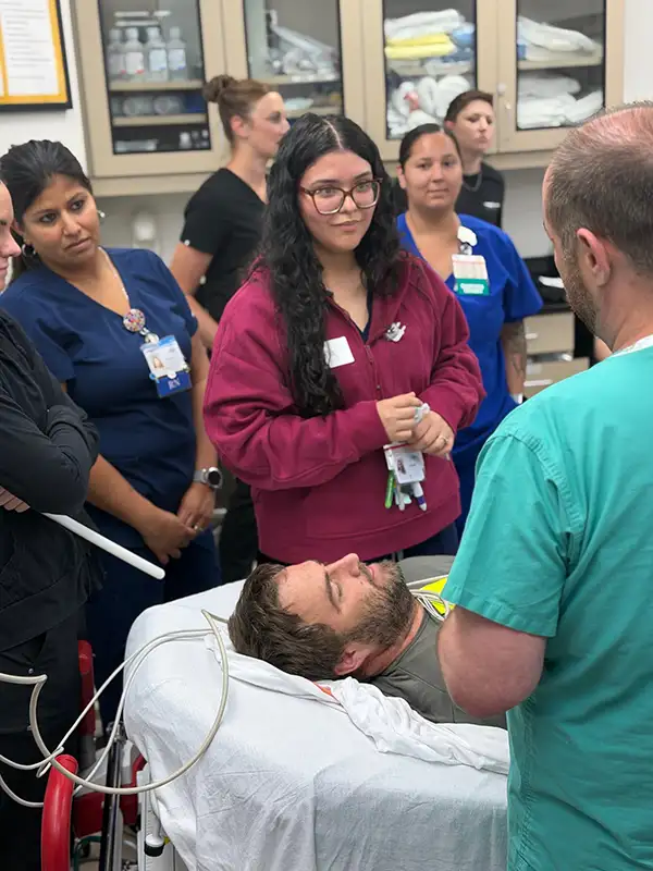 Artesia General Hospital nurses, physicians, and support staff gathered with instructors from the UNM Hospital trauma team during the Rural Trauma Team Development Course in Artesia, New Mexico.