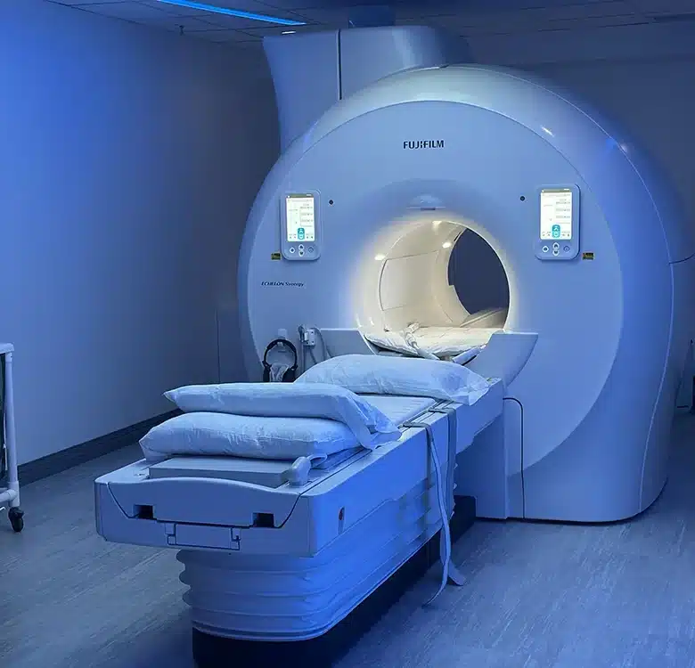 The new wide bore FUJIFILM Echelon Synergy 1.5T MRI machine installed in the imaging center at Artesia General Hospital.