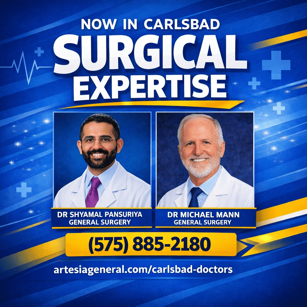 Artesia General Hospital is expanding to serve you better! In addition to our trusted Family Practice and Imaging services, we’ve added Doctors in Carlsbad specialized Cardiology with Elizabeth Madison, ACNP, and General Surgery with Dr. Michael Mann and Dr. Shyamal Pansuriya.