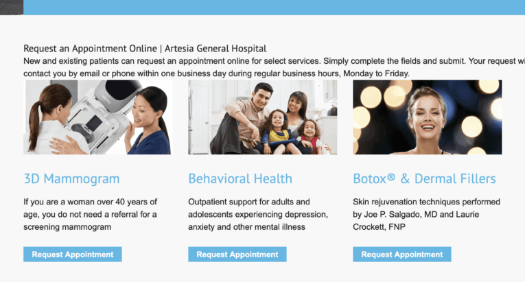 Online Appointment Booking at Artesia General Hospital