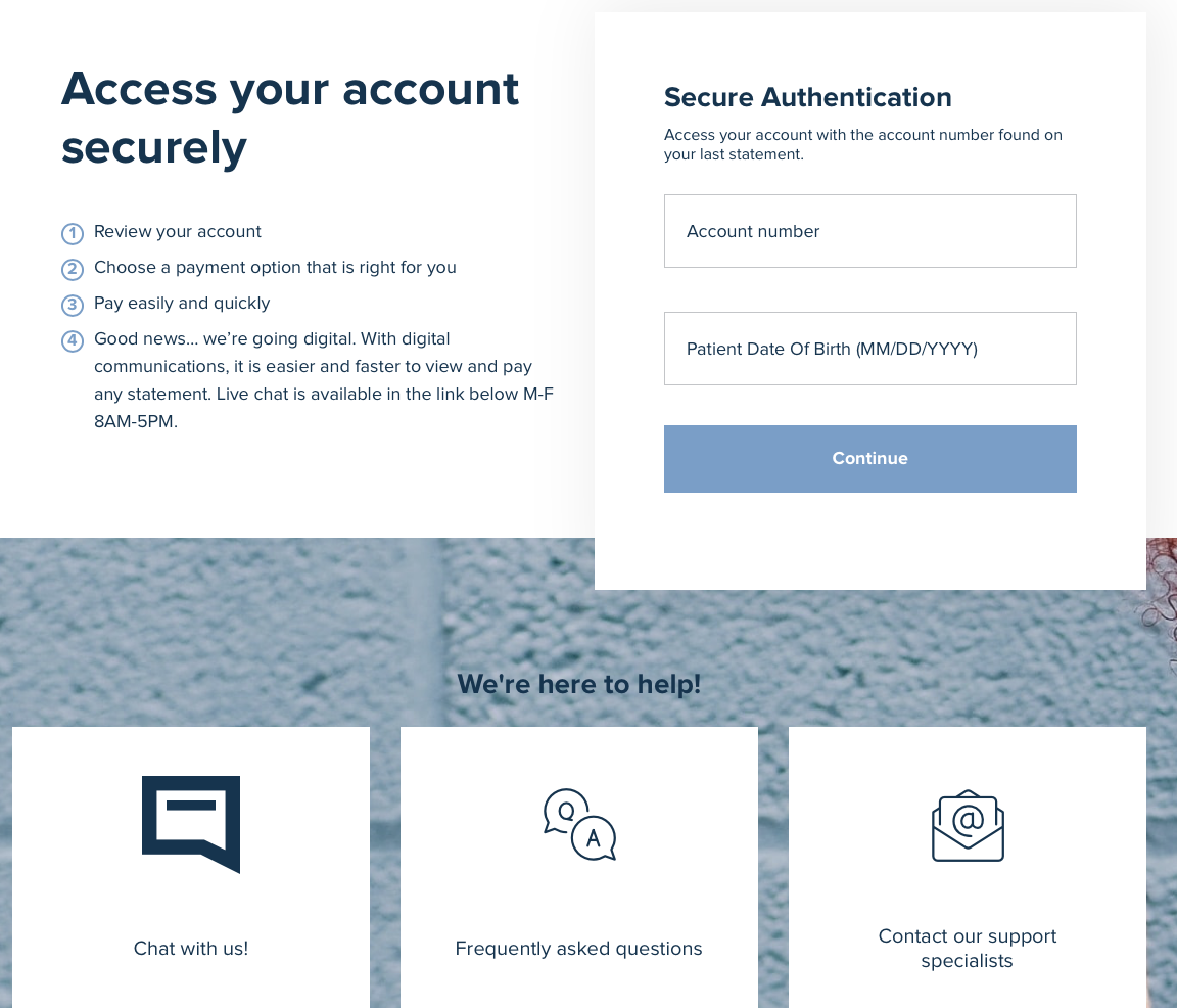 An Image of the Artesia General Hospital Billing portal where you can Pay your Bill